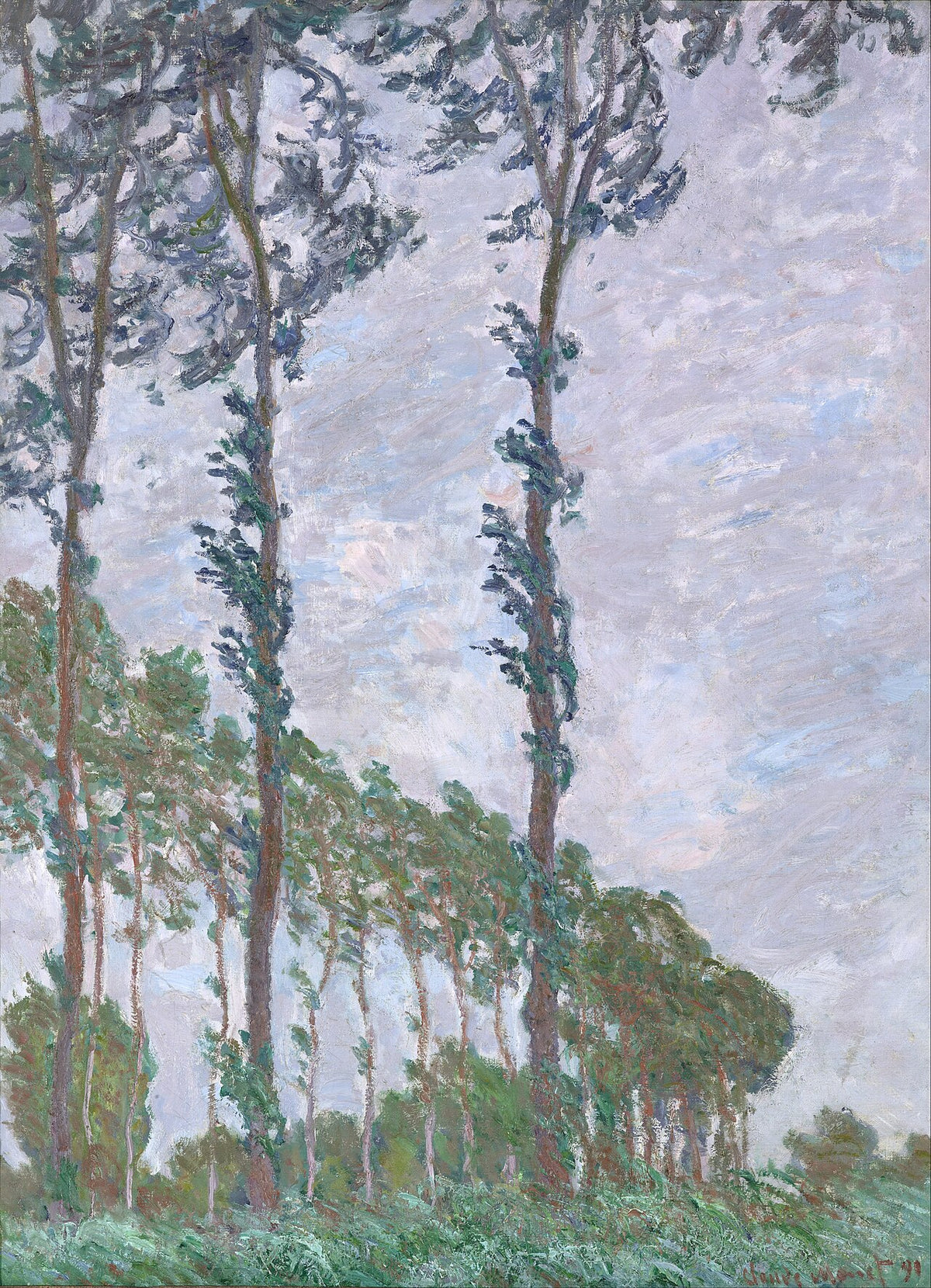 Wind Effect, Row of Poplars by Claude Monet