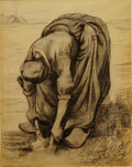 Peasant Woman, Stooping with a Spade, Digging Up Carrots by Vincent van Gogh