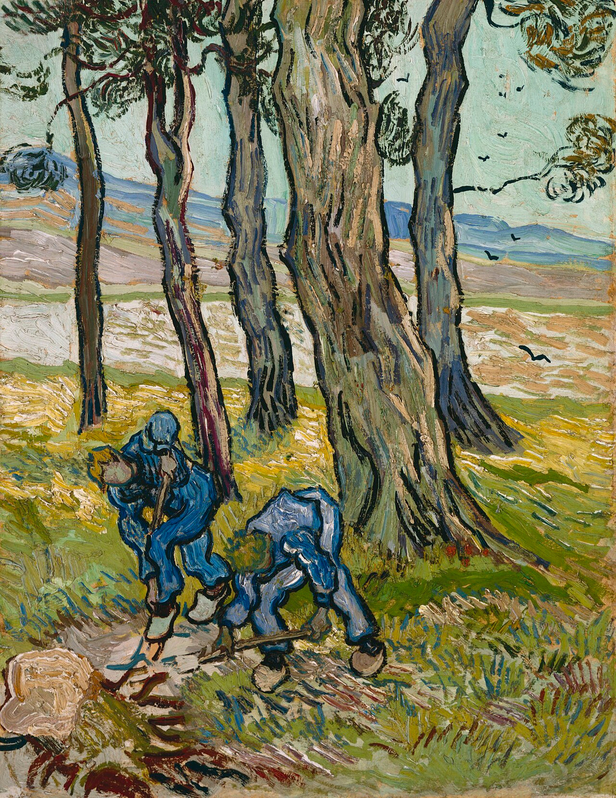 Two Diggers among Trees by Vincent van Gogh