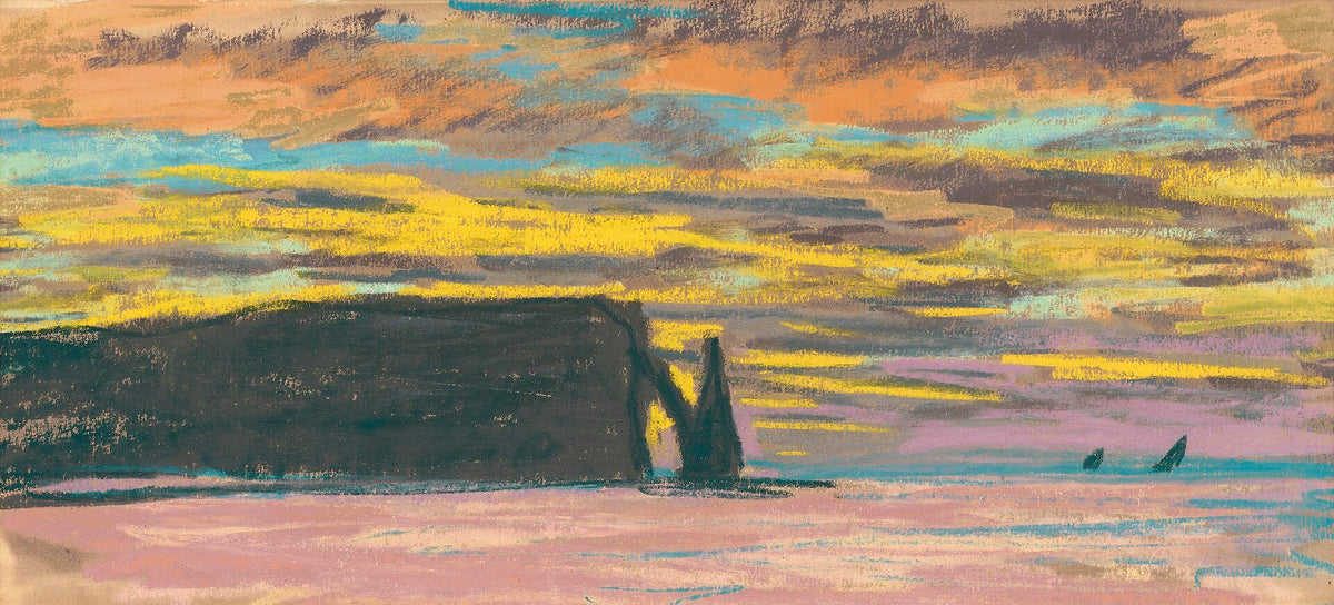 Aiguille and Porte d’Aval, Étretat, Sunset by Claude Monet