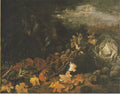 Still Life with a Basket of Potatoes, Surrounded by Autumn Leaves and Vegetables by Vincent van Gogh