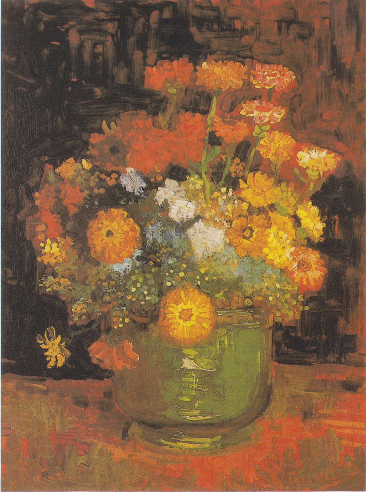 Bowl with Zinnias by Vincent van Gogh