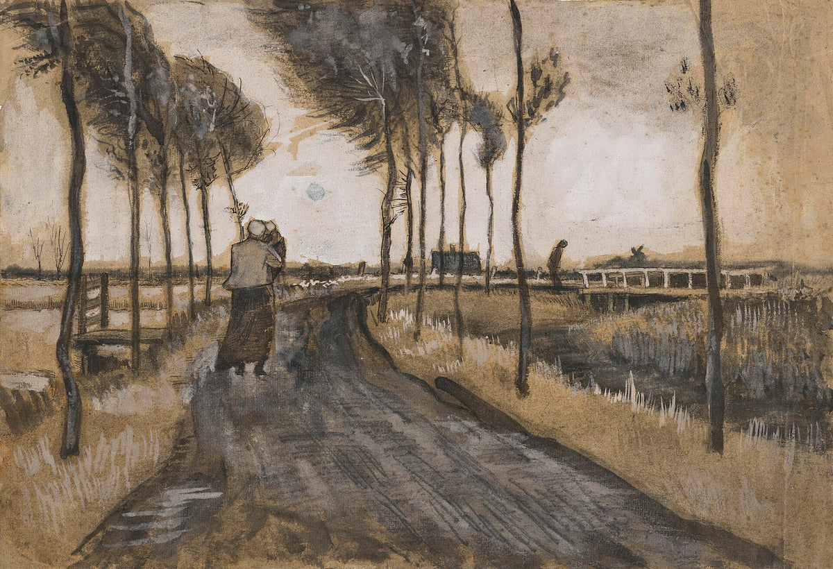 Landscape with Woman Walking by Vincent van Gogh