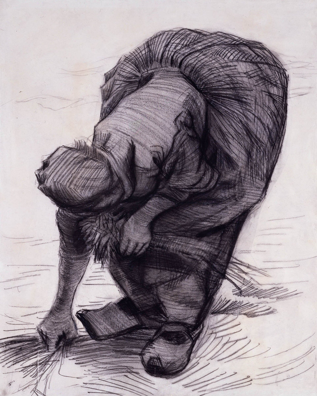 Peasant Woman Stooping and Gleaning by Vincent van Gogh