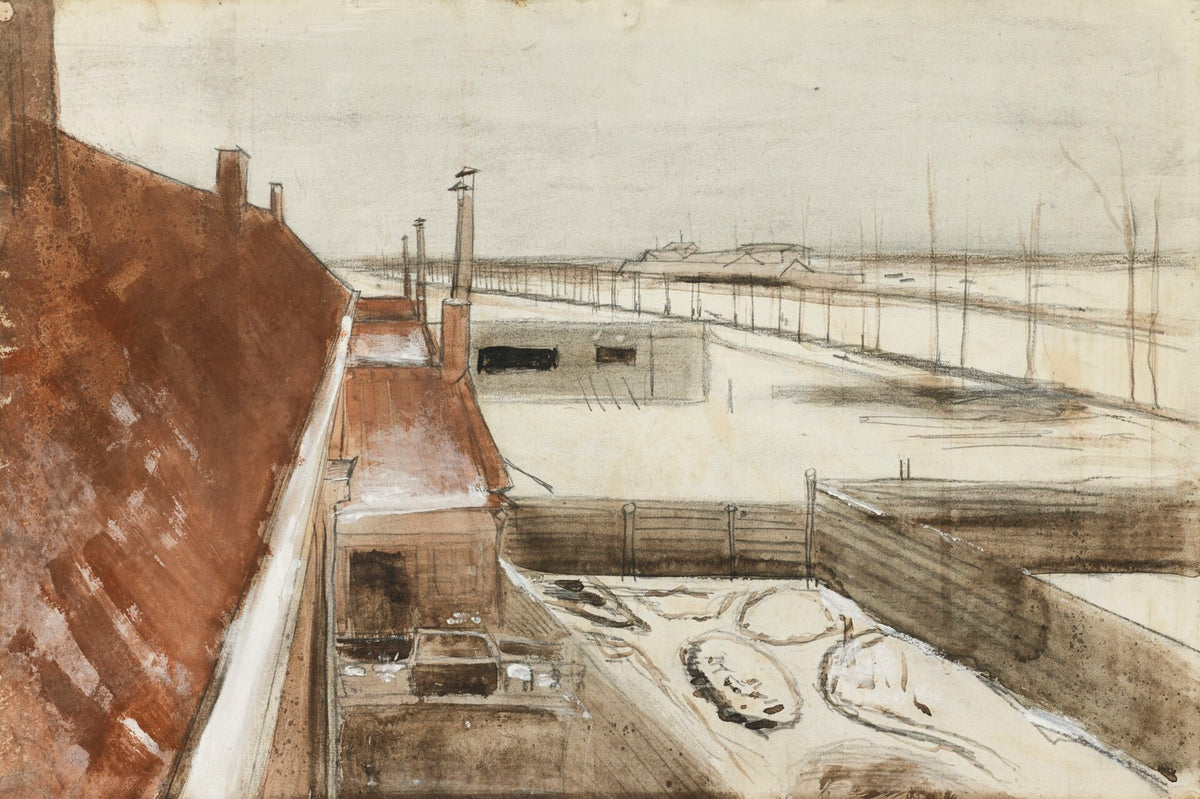 View from the window of Vincent's studio in winter / Snowy Yard by Vincent van Gogh