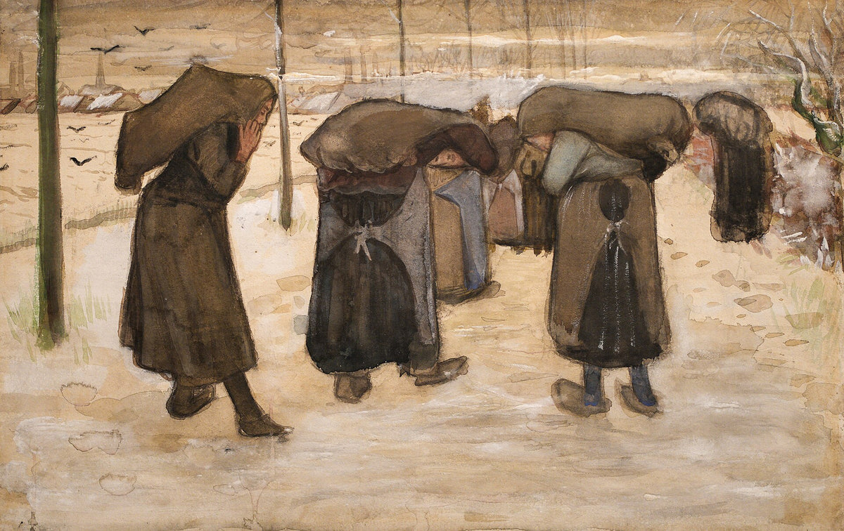 Women carrying sacks of coal in the snow by Vincent van Gogh