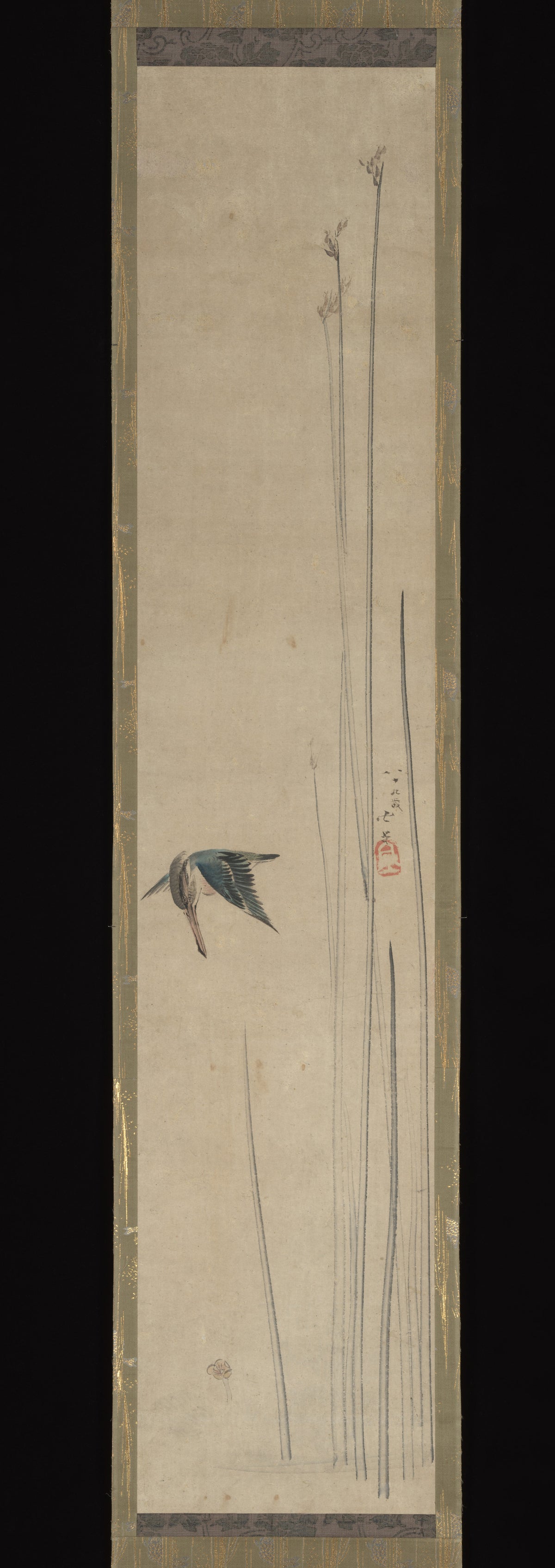 Kingfisher and Bulrushes by Katsushika Hokusai