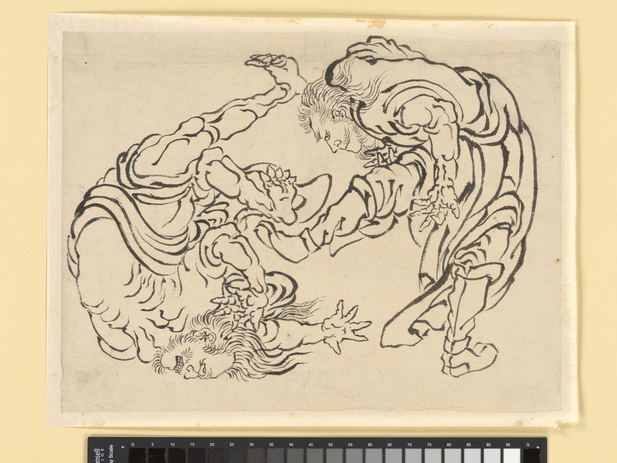 Two Wrestlers by Katsushika Hokusai