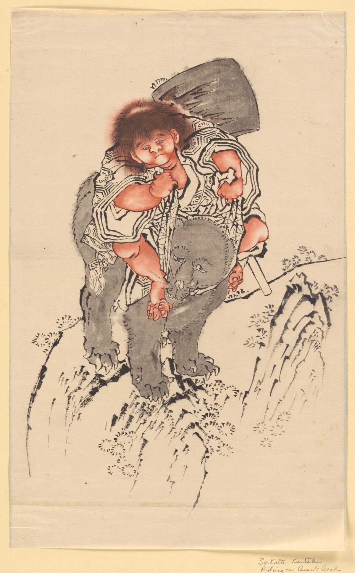 Sakata Kintoki Riding on Bear's Back by Katsushika Hokusai