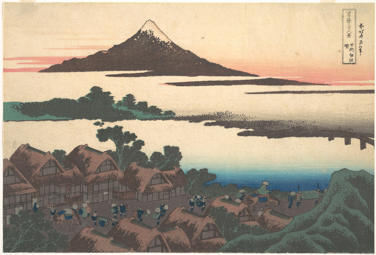 Dawn at Isawa in Kai Province (Kōshū Isawa no akatsuki), from the series Thirty-six Views of Mount Fuji (Fugaku sanjūrokkei) by Katsushika Hokusai