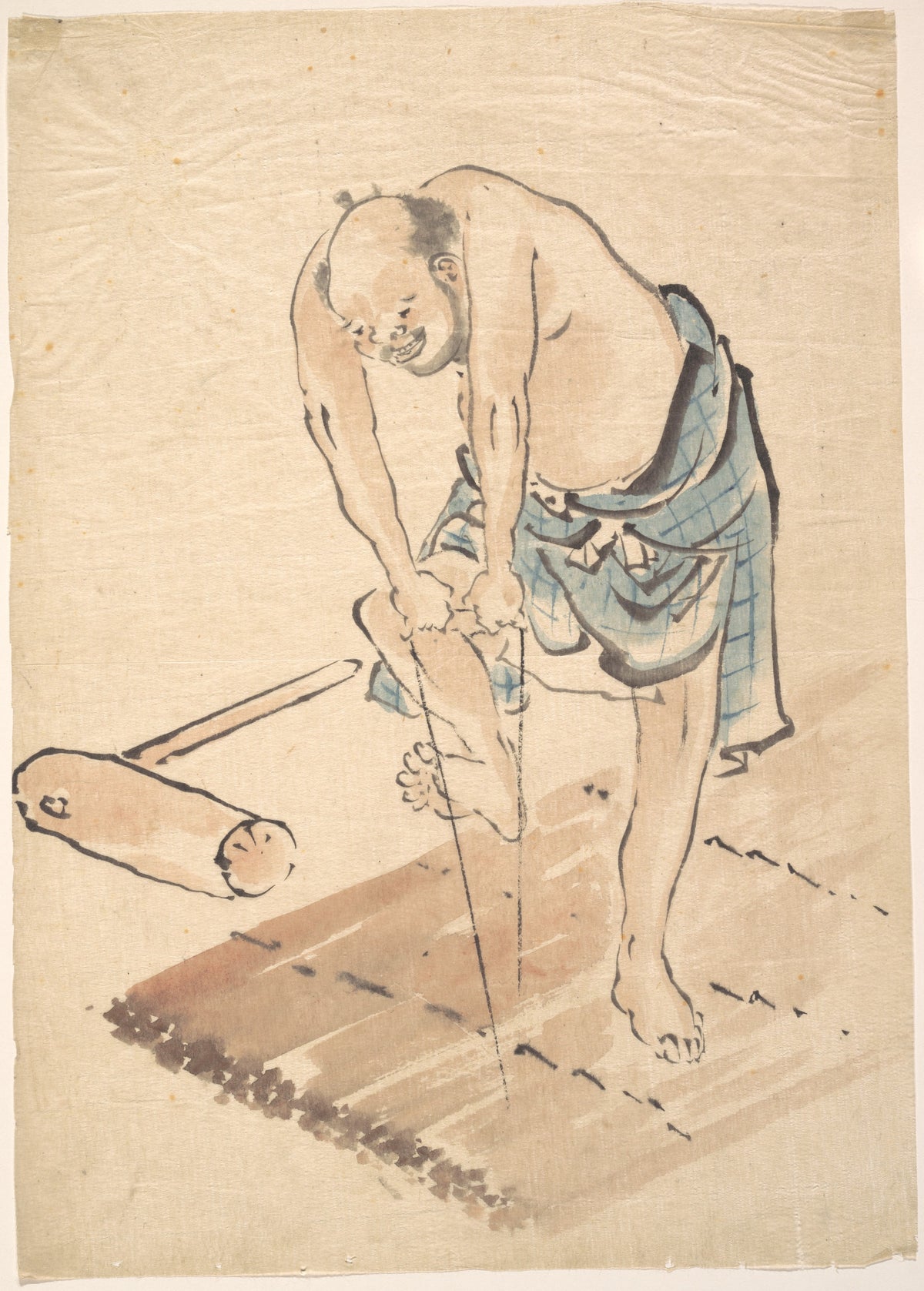 Man on a Raft by Katsushika Hokusai