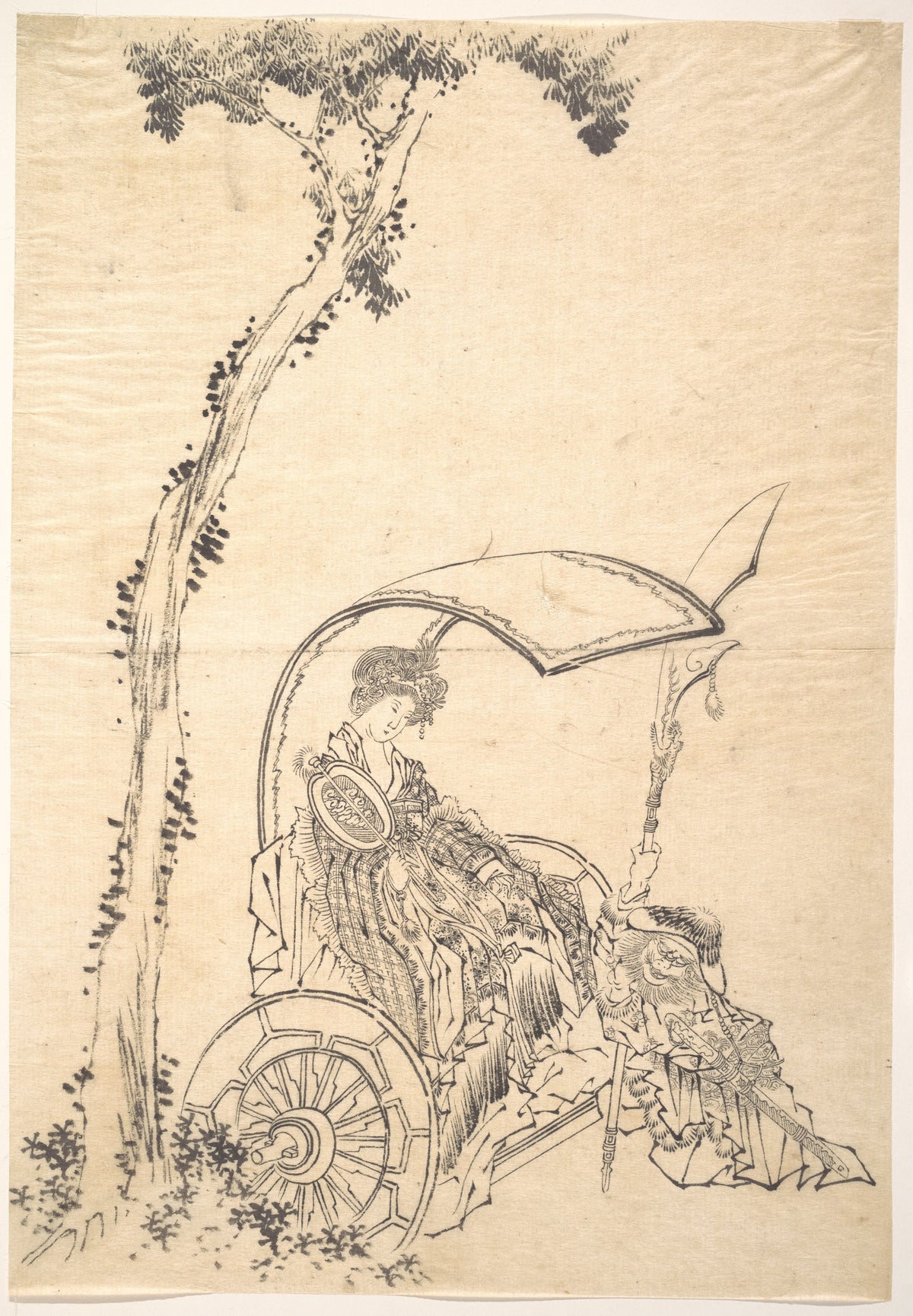 Lady in a Chariot by Katsushika Hokusai