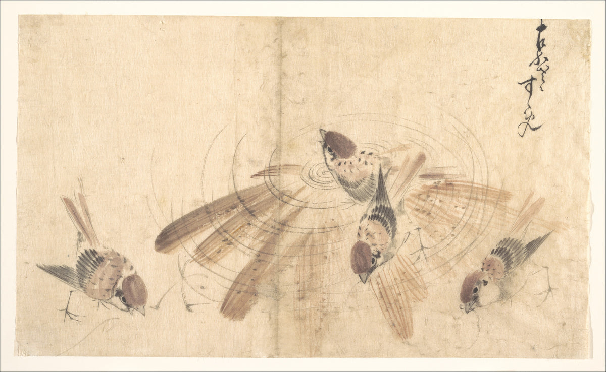 Sparrows by Katsushika Hokusai
