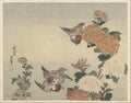 Sparrows and Chrysanthemums by Katsushika Hokusai