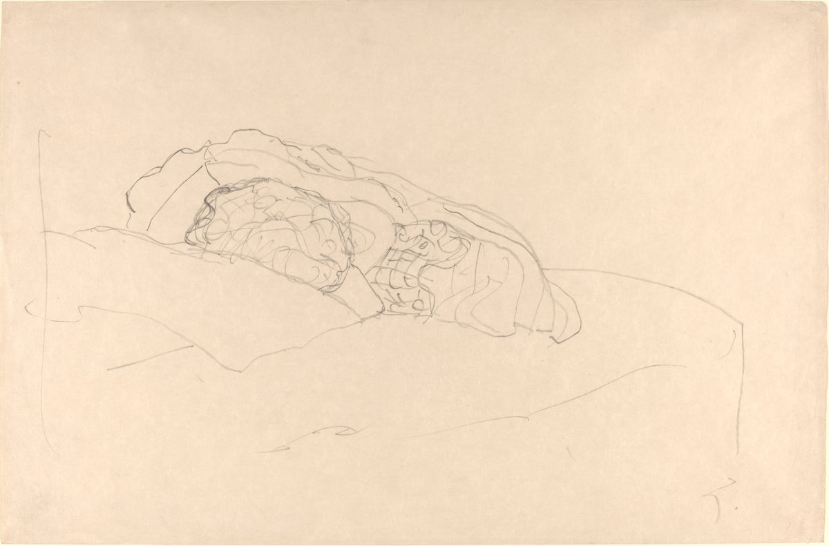 Curled up Girl on Bed by Gustav Klimt