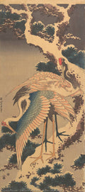 Cranes on snow-covered pine by Katsushika Hokusai