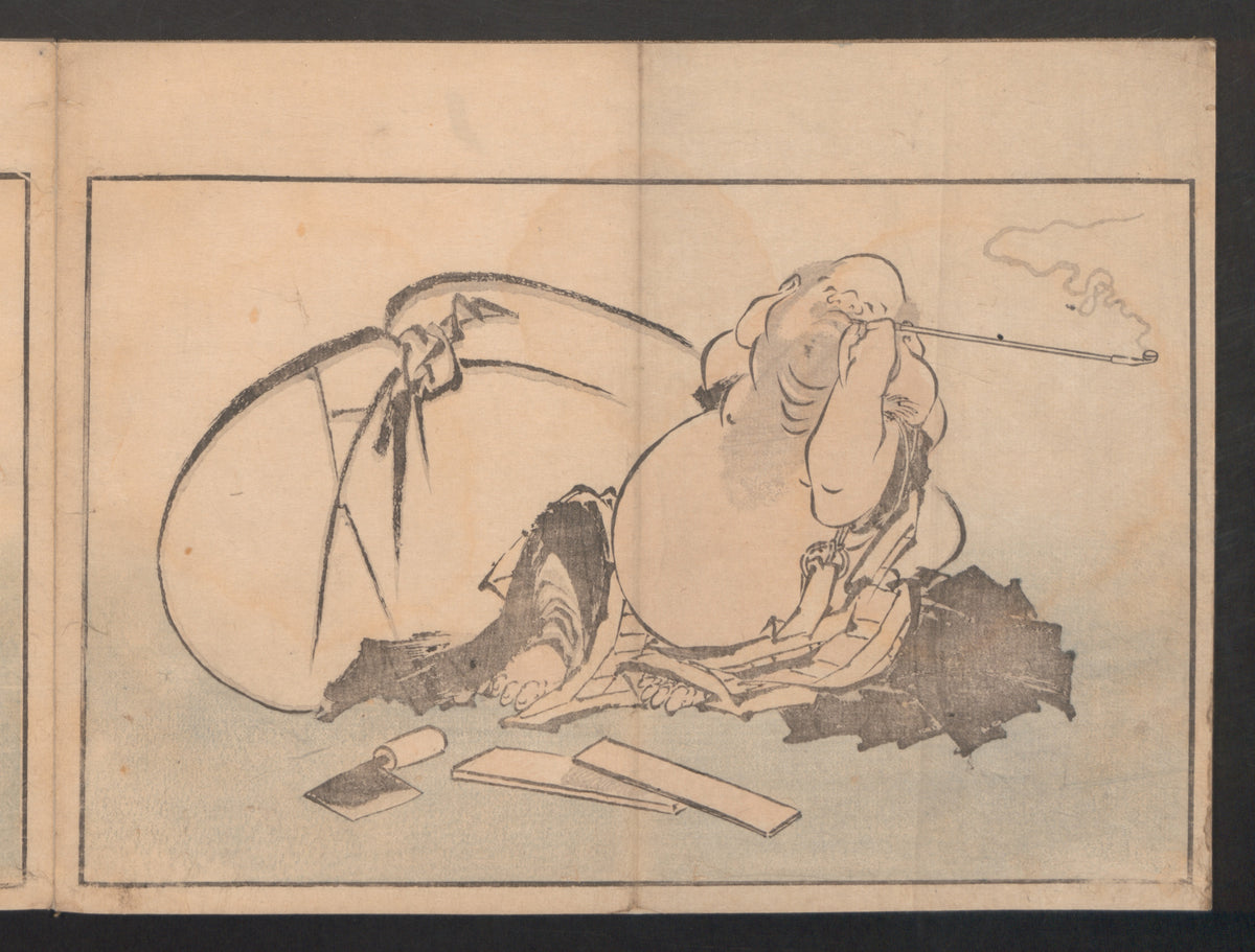 Hotei Smoking his Pipe, from The Picture Book of Realistic Paintings of Hokusai (Hokusai shashin gafu) by Katsushika Hokusai