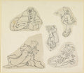Vijf vrouwenfiguren by Katsushika Hokusai