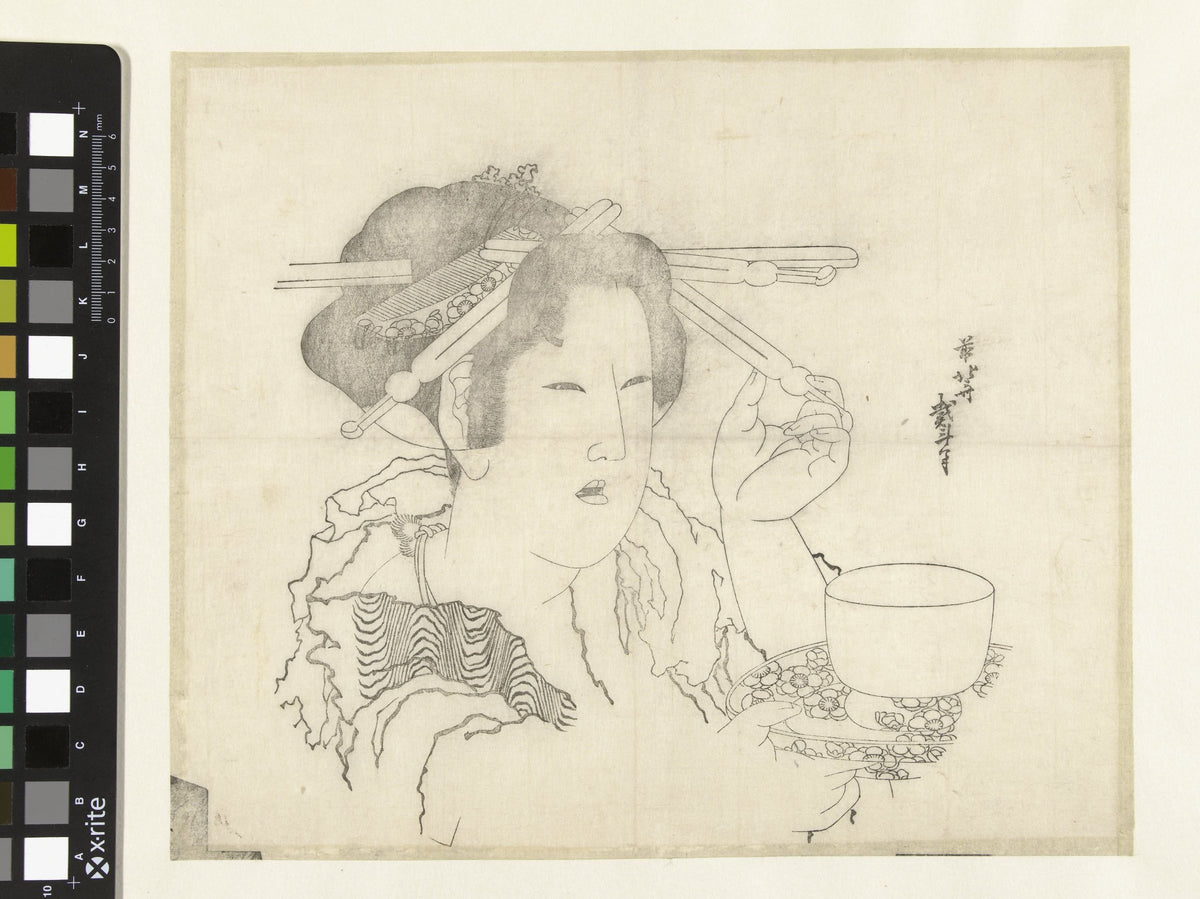 Woman with a Teacup by Katsushika Hokusai
