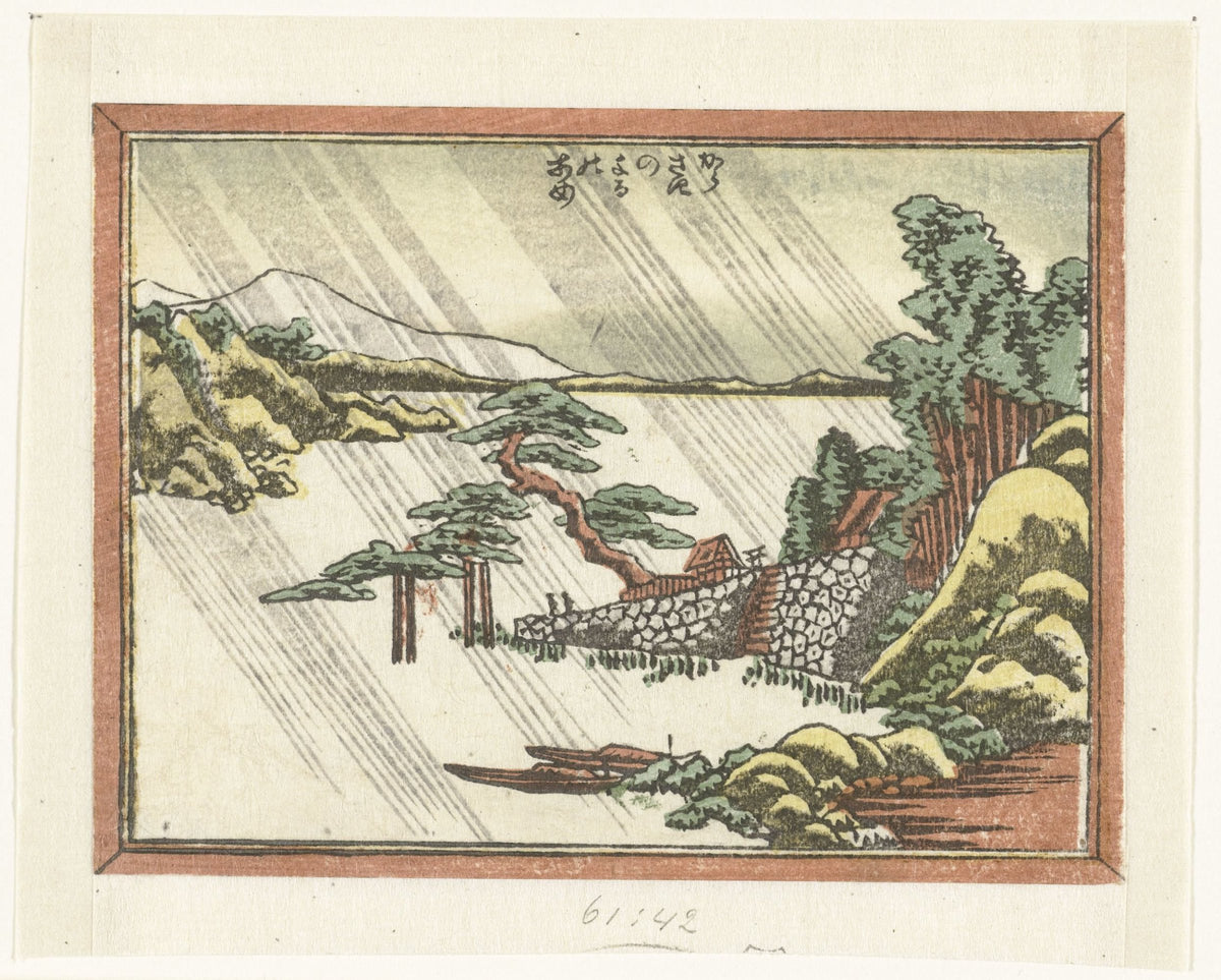 Night Rain at Karasaki by Katsushika Hokusai