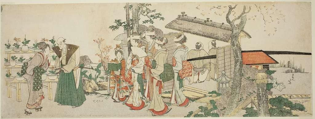 A Group of Young Women Entering the Garden of a Horticulturist by Katsushika Hokusai